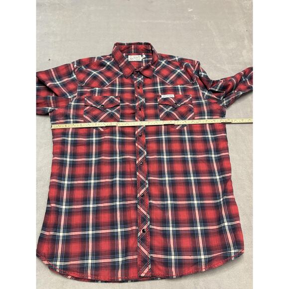 True Religion Shirt Mens 3XL Red Plaid Western Pearl Snap Long Sleeve - Picture 4 of 9